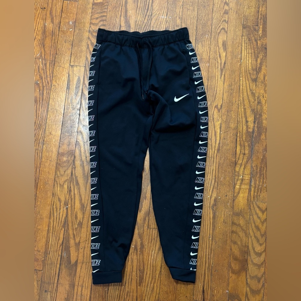 Nike Black Sweatpants with Logo Side Stripes